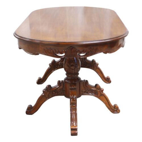 Solid Mahogany Wood Reproduction Pedestal Oval Dining Table - Picture 3 of 7