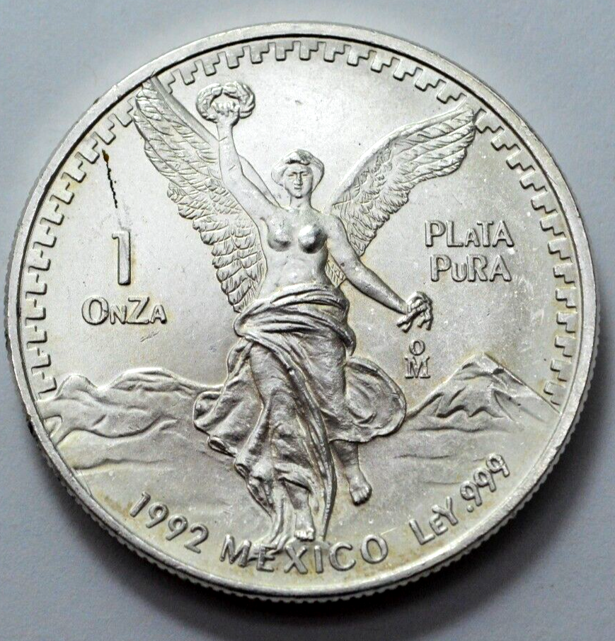 1992 1 Oz 999 SILVER MEXICO Libertad Pura Plata Rare Coin Round