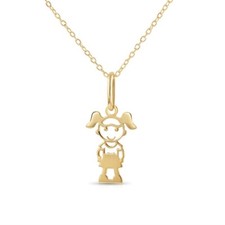 14K Real Solid Yellow Gold Baby Little Girl Kids Pendant Charm Necklace 18 in