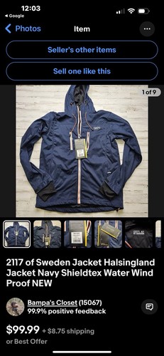 2117 Of Sweden Jacket Mens Black Blue Asarna Cross Country Ski Full Zip Size M - Picture 5 of 5