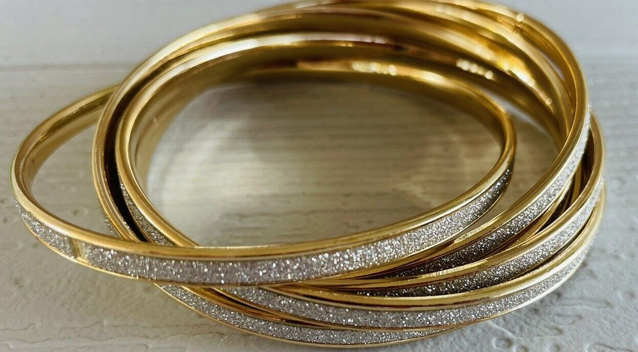 Steve Madden Six Interlocking Bangle Bracelets Go… - image 2