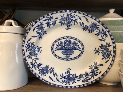 1800s English Delft Blue White Minton Transferware Plate