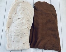 Blissful Diary Muslin Bassinet Fitted Sheets Sunshine/brown EUC