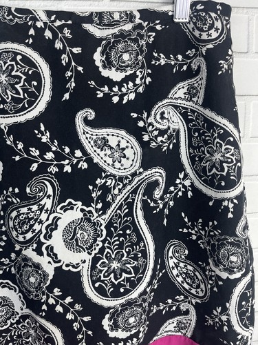 Gonna di seta Ann Taylor LOFT nera bianca rosa paisley dritta donna 2 classica lux - Foto 2 di 10