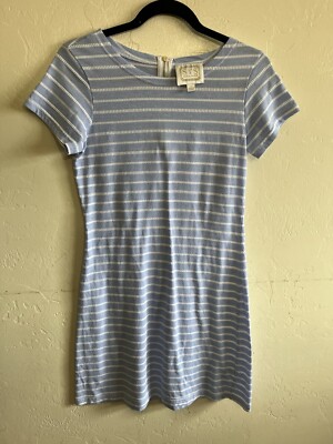 Sail to Sable Blue White Striped Shift Dress Gold Zipper Women's Size S |  eBay