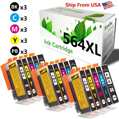 15PK 564 564XL Ink Cartridge For PhotoSmart C5393 C6300 Premium C309a C309g