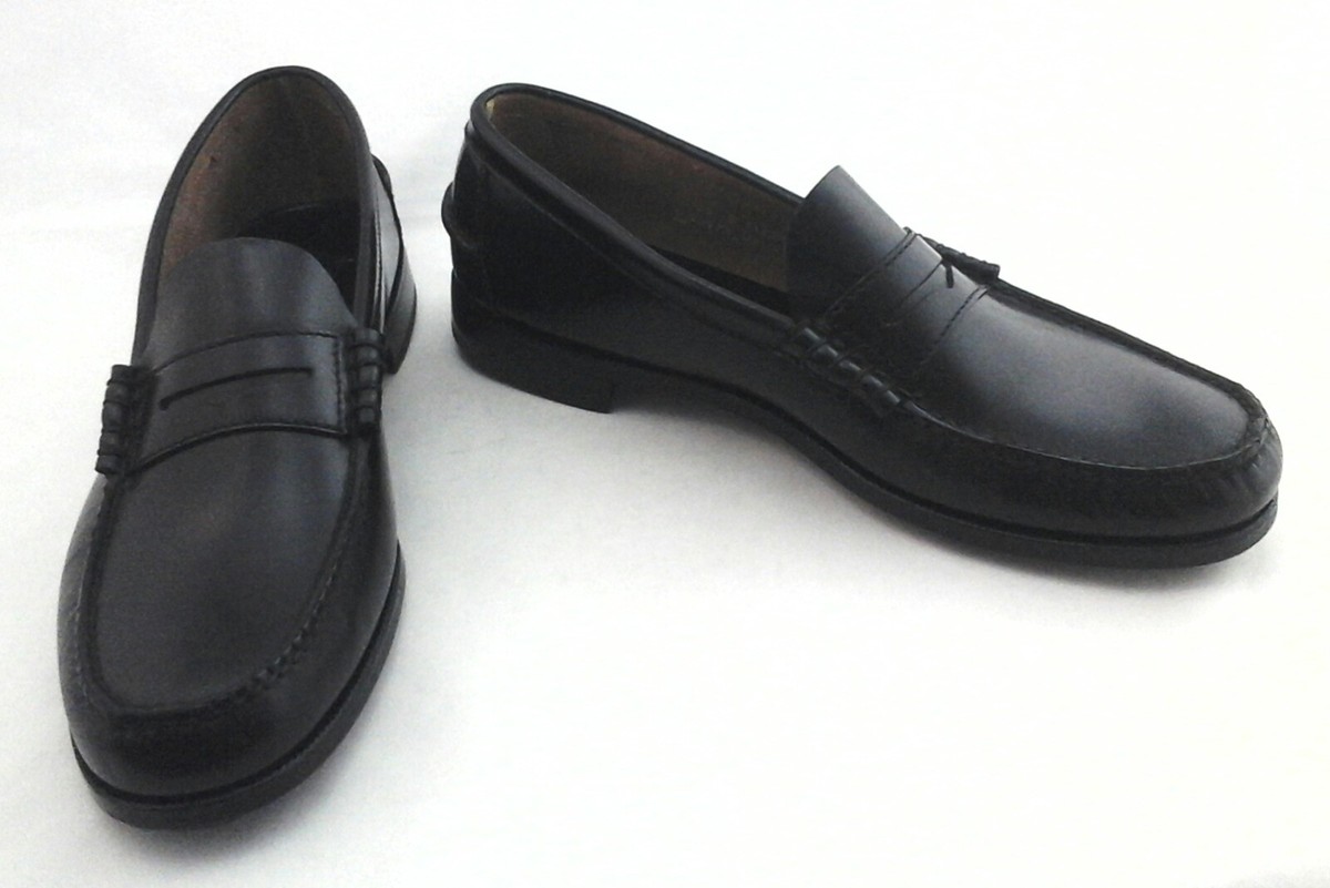 FLORSHEIM Penny Loafers Vintage Black Leather Moc Toe Shoes 