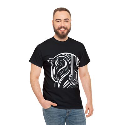 T-shirt Bleu Design Art Déco, Anvil, Taille M, Léger, Manches Courtes, Unisexe