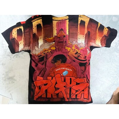 AKIRA Vintage Printed T-shirt Black Men XL Size Japanese Manga