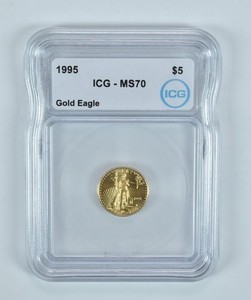 1995 $5 American Gold Eagle 1/10 Oz Gold MS70 ICG *5002