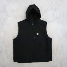 Carhartt Canvas Hooded Work Vest Jacket Size 2XL Tall Black