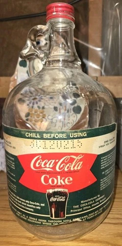 Soda Fountain Vintage Coca Cola One Gallon Glass Syrup Jug WITH CAP
