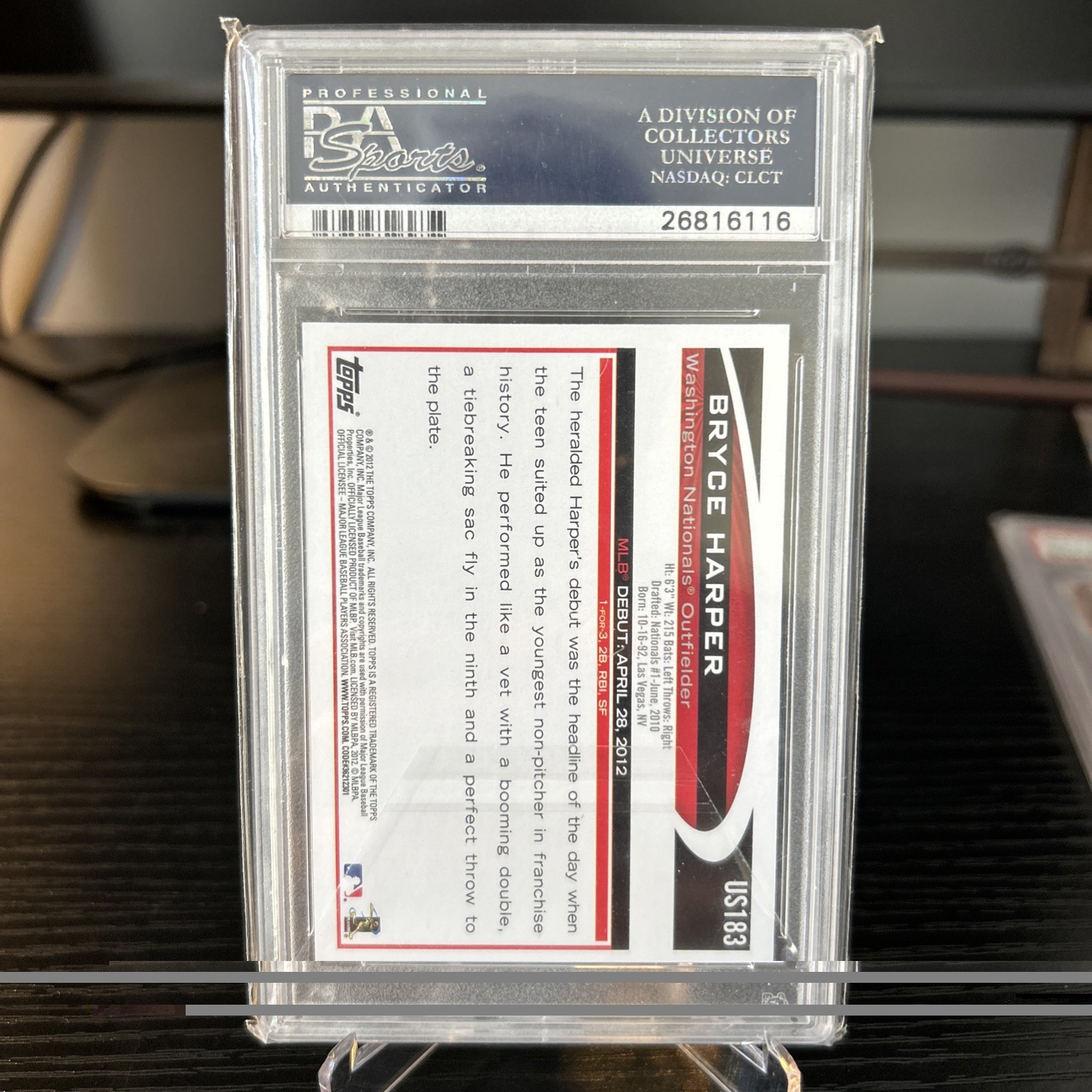2012 Topps Update Bryce Harper PSA 10 view 2