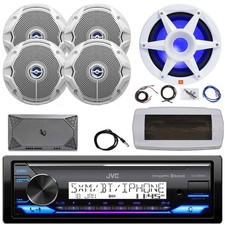 JVC Single-DIN Boat Stereo, 4x 6.5" 180W Max Speakers, 10" Subwoofer, Amplifier