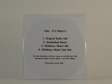 VULA IF U WANT IT (H1) 4 Track Promo CD Single including White Sleeve DIVA GEEK