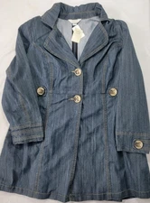 CJ Banks Women's Button Up Blue Denim Jacket Coat NOS NEW Sz 1X Comfort Stretch