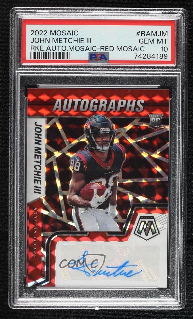 2022 Panini Mosaic Rookie Red Prizm John Metchie III PSA 10 GEM MT Auto RC 11ds