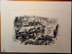 Walter Gotschke - 1942 Wehrmacht graphic sheet (Sd.Kfz. 251, crossing)