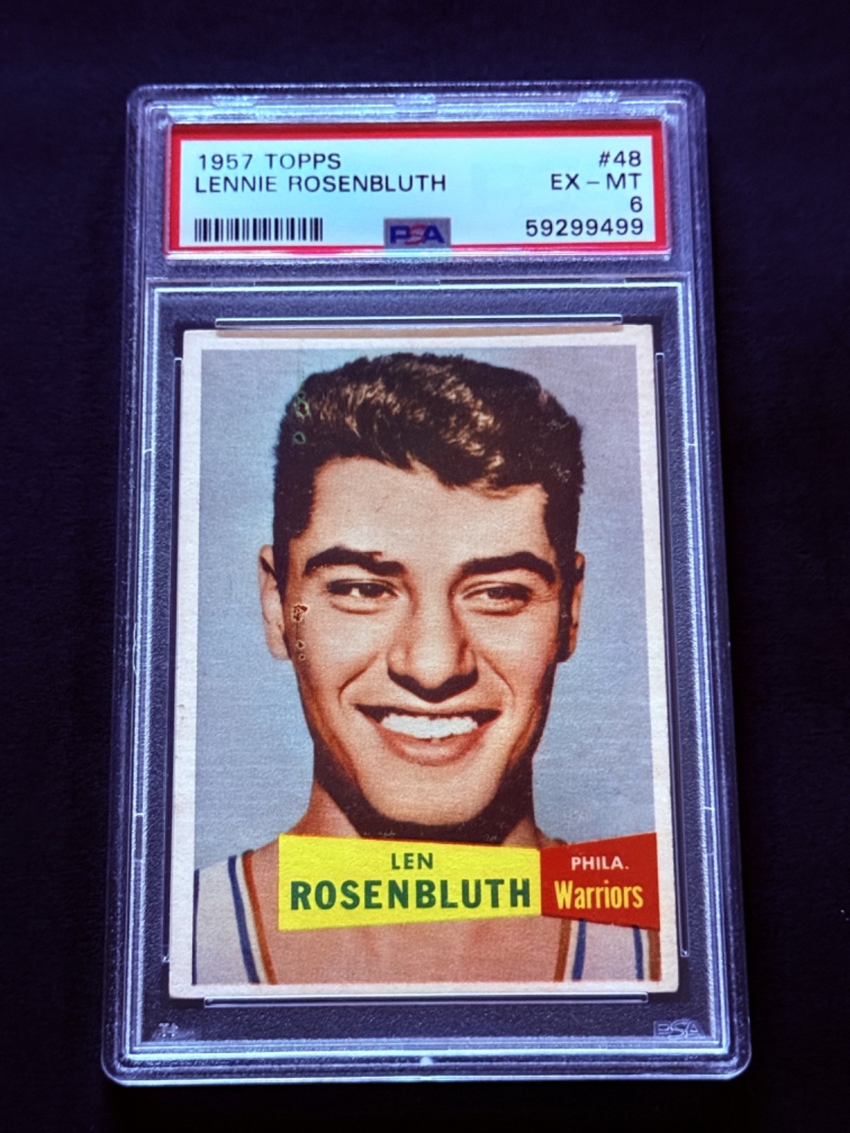 1957 Topps #48 Lennie Rosenbluth (RC) Rookie PSA 6
