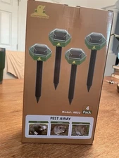 Mole Repellent 4 Pack Ultrasonic Solar Powered Animal Repellent for Outdoor Lawn