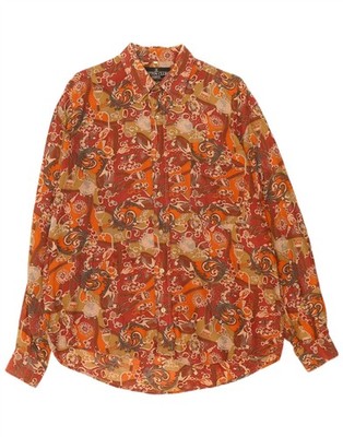 Cotton Club Herren Hemd mittelbraun geblümt Viskose CH10