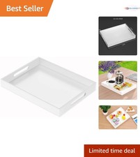 Acrylic Serving Tray 12x16 Inches Spill Proof White Organizer Handle
