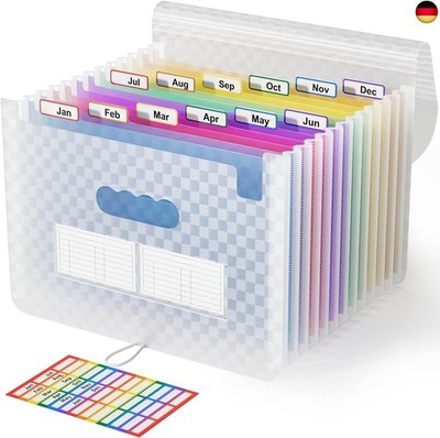 ABC life Dokumentenmappe A4 mit Gittermuster,13Fächermappe Datei 