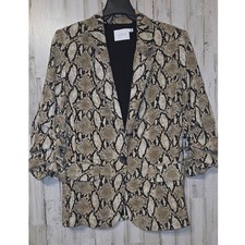 LUSH size S Animal Print 1-Button Blazer jacket Ruched 3/4 sleeve Lined