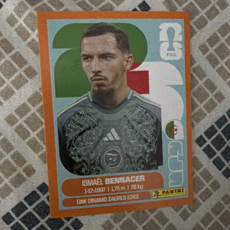 Ismael Bennacer 2026 panni world cup sticker Algeria #8 blue
