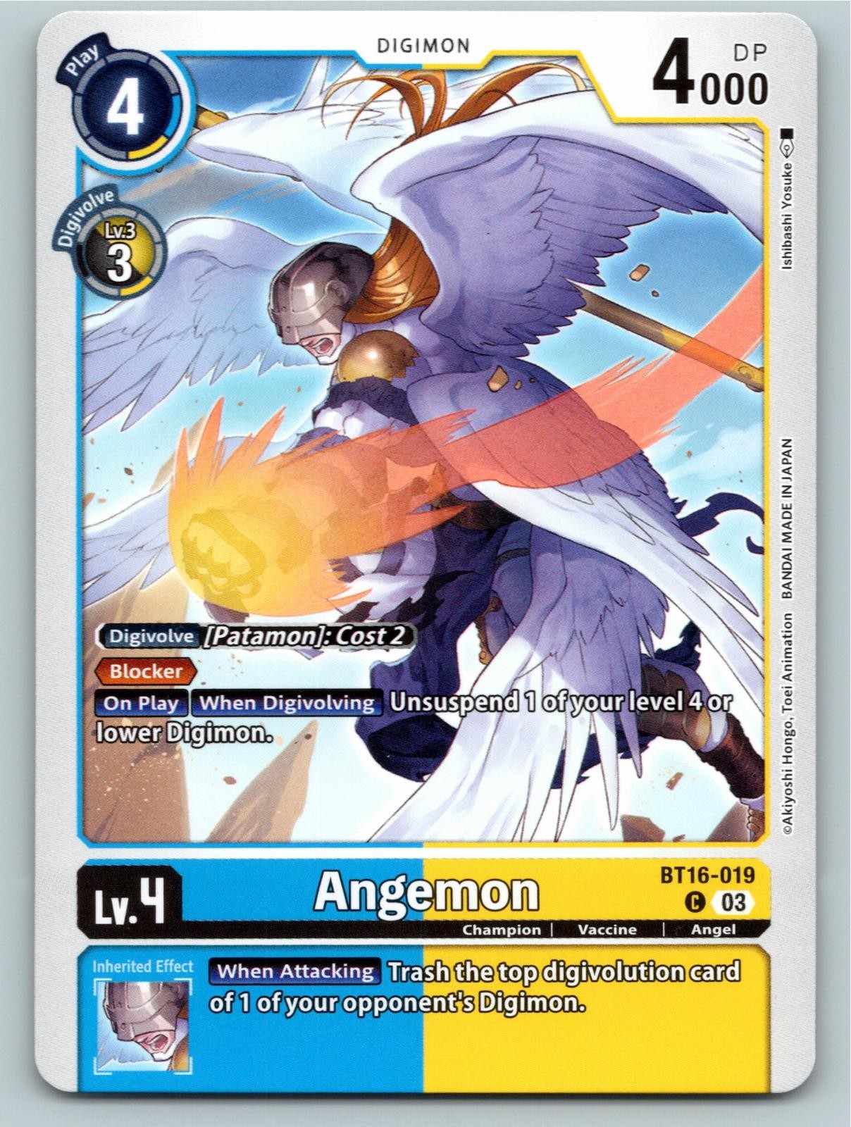 2024 DIGIMON ANGEMON BEGINNING OBSERVER BT16-019 C COMMON NM A52256 FREE S&H