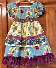 Matilda Jane Apron Dress Girls Size 4 Paint by Numbers Mixed Print Floral