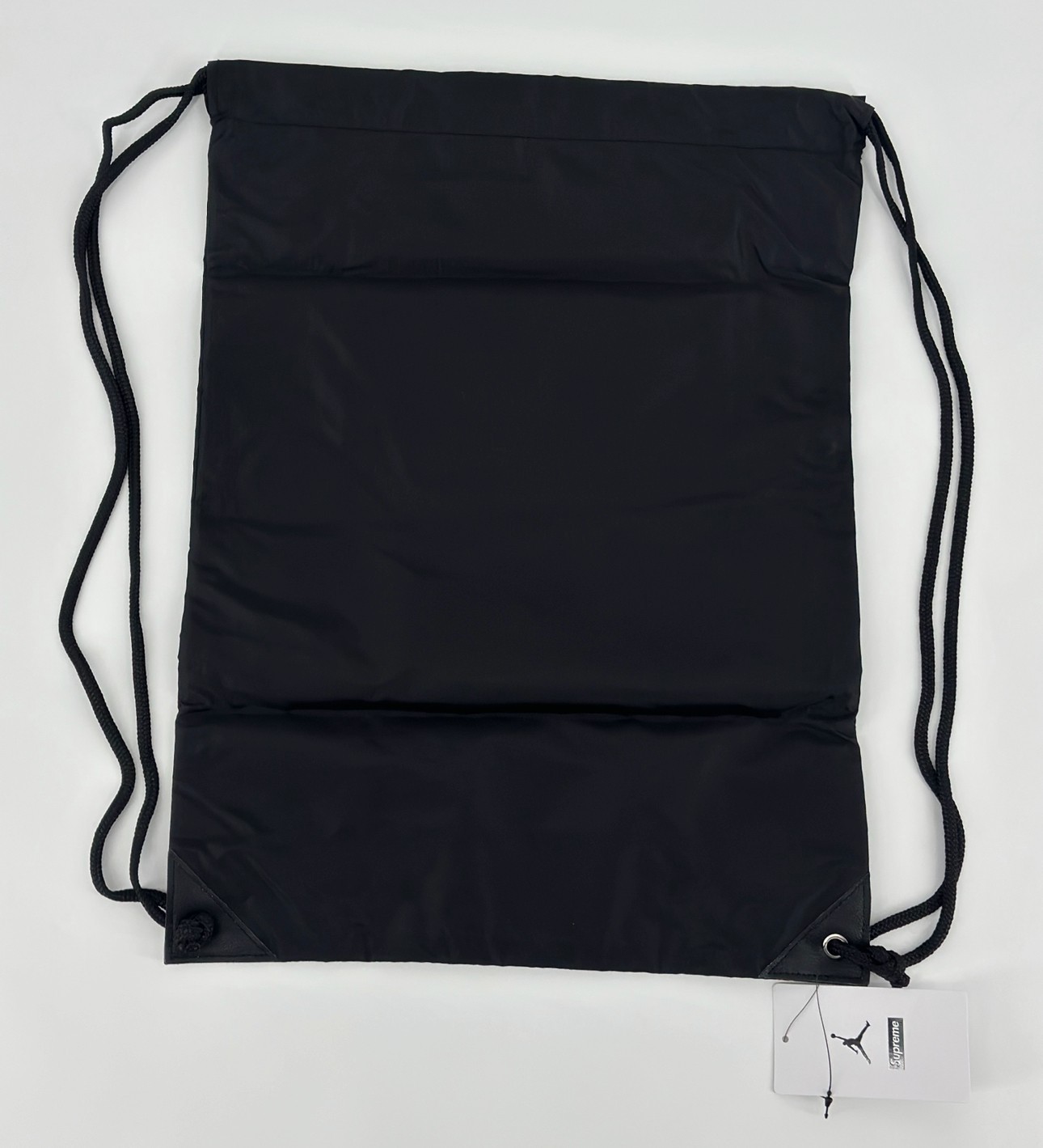 Supreme x Jordan Drawstring Bag Black Center Logo Jumpman Designer FW24 Retro thumbnail 9
