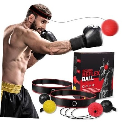 Boxing Reflex Ball Headband Set - Includes 4 Different Balls Boxing Ball Set