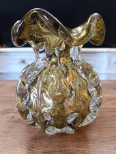 Vaso Pulegoso Murano Barovier Toso Vetro Sommerso Ambra E Oro 4 Kg Circa