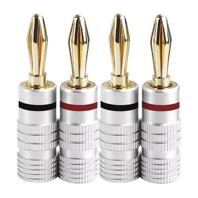 4pcs Gold Plated Banana Plug Connector for DIY HIFI Audio Speaker Cable