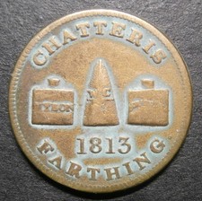 Farthing token - W. Curtis 1813 grocer of Chatteris - Cambridgeshire D&H#660