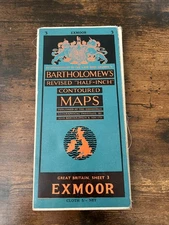 Bartholomew's Maps 1930 -50s Half Inch Vintage Cloth Map - 3 Exmoor