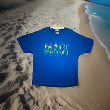 Vintage Single Stitch T Shirt Mens XL Maui Hawaii Textured Graphic Hibiscus 90s