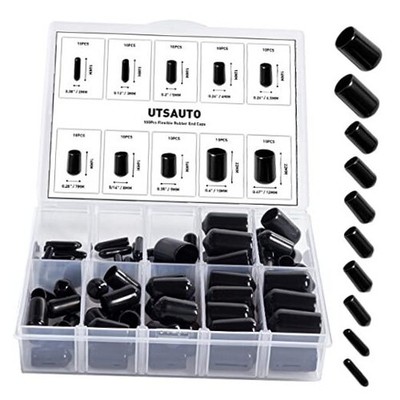  100Pcs Flexible Rubber End Caps 10 Most Popular Size Round Screw Thread 