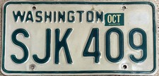 Hard To Get San Juan County Washington Passenger Vehicle License Plate SJK 409
