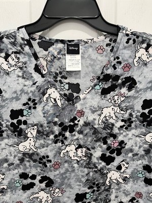 Scrubstar Women's 101 Dalmatians Print V-Neck Scrub Top Small