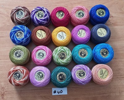 20 Knäuel Perle Baumwolle Nr:12 Stickgarn in verschiedenen Farben #40