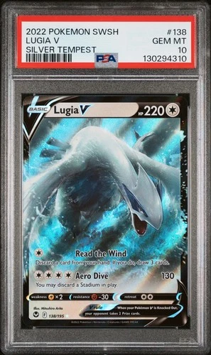 PSA 10 Gem Mint Lugia V 138/195 Sword & Shield - Silver Tempest Holo