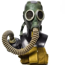 Soviet gas mask GP-4 Green rubber face mask respiratory surplus 1960 Vintage Kit