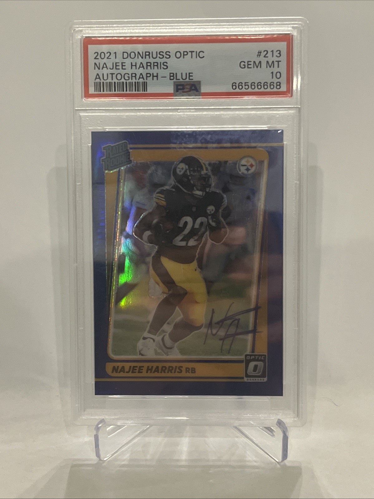 Najee Harris Panini Donruss Optic #213 Autograph Blue