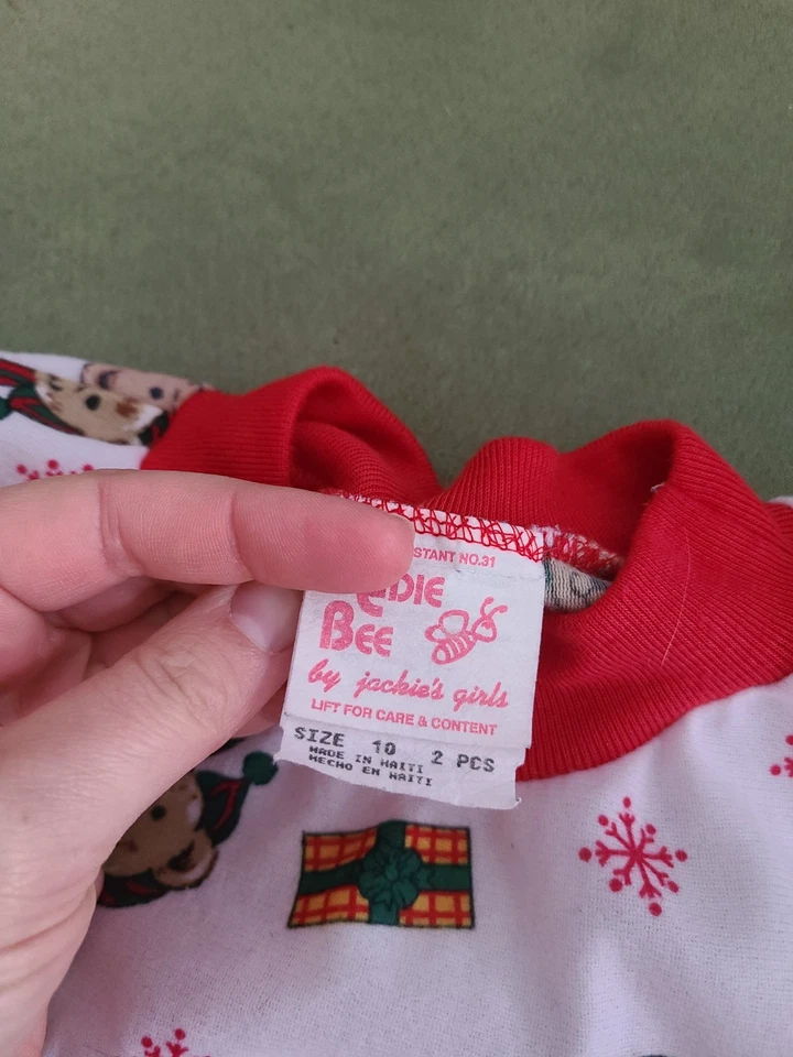 Juego de pijama de oso de peluche vintage de Navidad para niña Foto 4 de 4