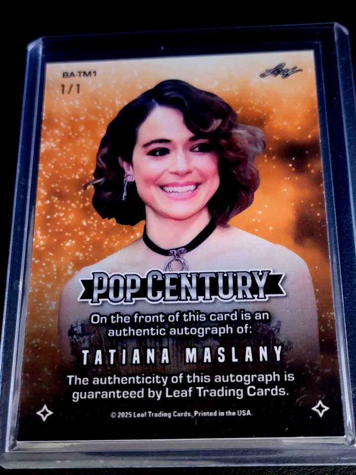 2025 Leaf Pop Century Signatures TATIANA MASLANY SSP White 1st Debut Auto 1/1 - Image 2 of 2