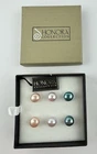 Honora Freshwater Pearl Button Stud Sterling Earrings Multi-color Set Of 3 Pair