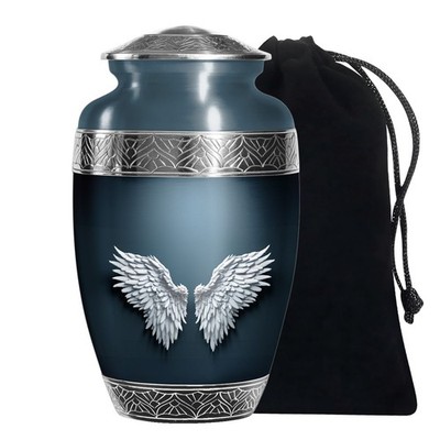Wings Blue Dream Memorial Urns for Ashes Adult Dad, Handcrafted Urn (10 Inch)