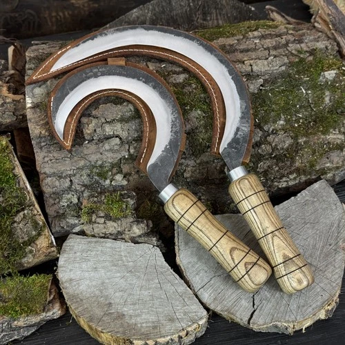 Garden Sickles with Sheaths, 52100 Steel, Ash Handles, Herb & Harvest Tools